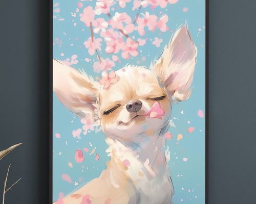 桜犬戯舞 - チワワ犬 No.1】桜・花見・春・花びら・子犬・ペットロス