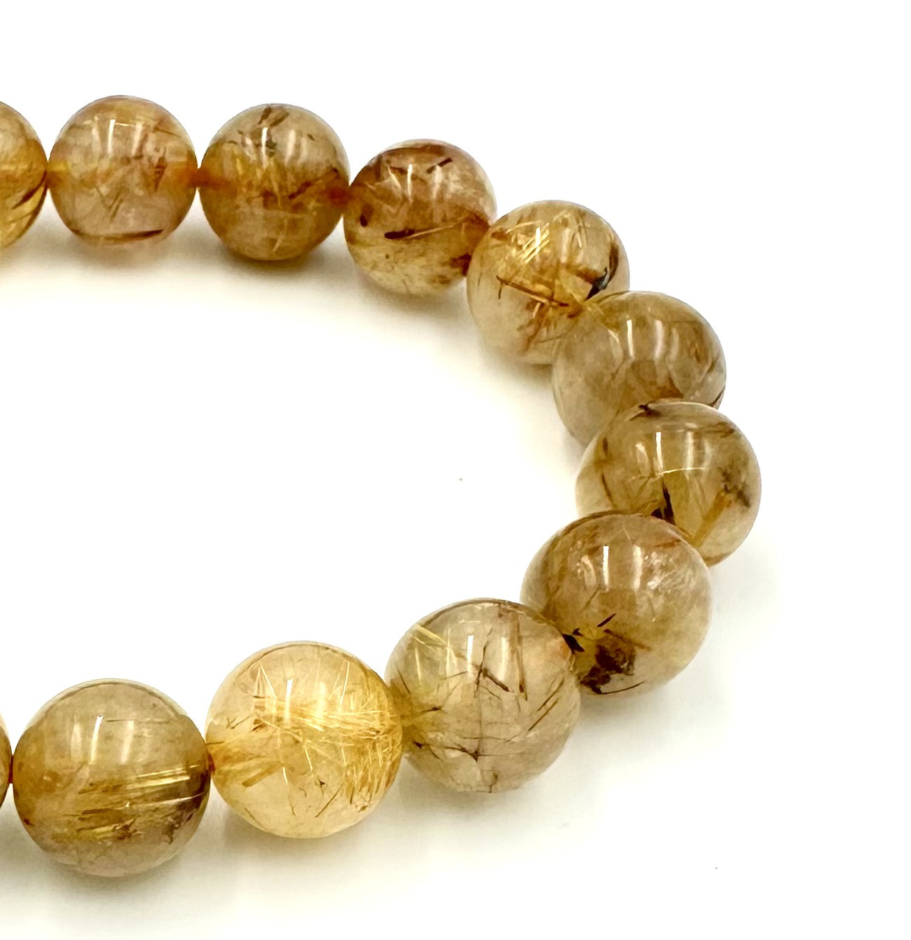 (00382)ゴールドタイチンルチルクォーツ　10.5mm 天然石　ブレスレット（先行販売限定価格通常より10％OFF）