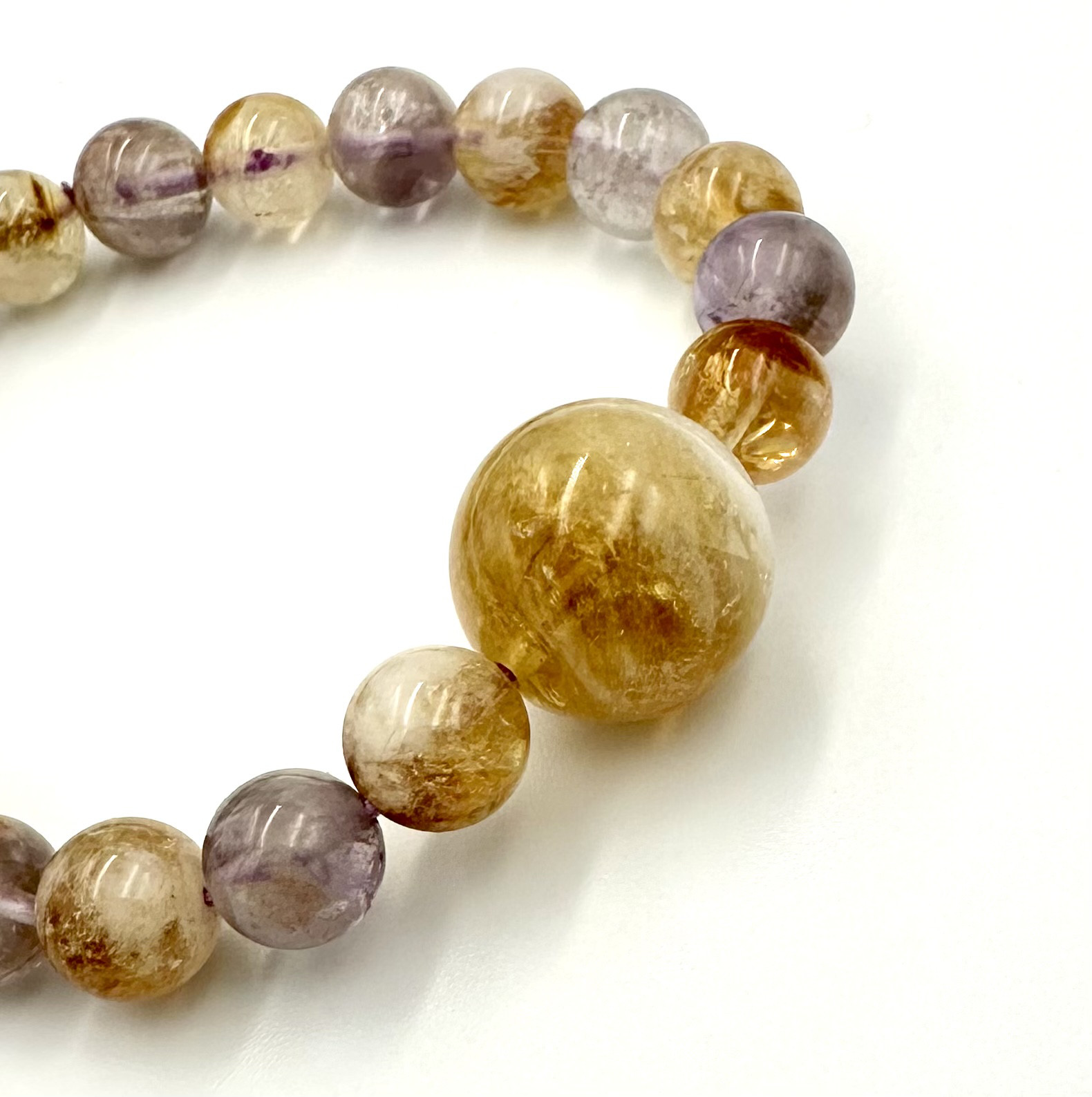 高品質　アメジスト　9mm　天然石　ブレスレット 高品質+]アメジストスーパーセブンブレスレット（約9mm玉