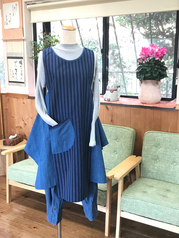 【群言堂　登美】藍染め　ジャンパースカート　ワンピース　綿＆麻　フリーサイズ 楽天市場】【久留米絣ジャンパースカート】春夏秋冬藍染め久留米