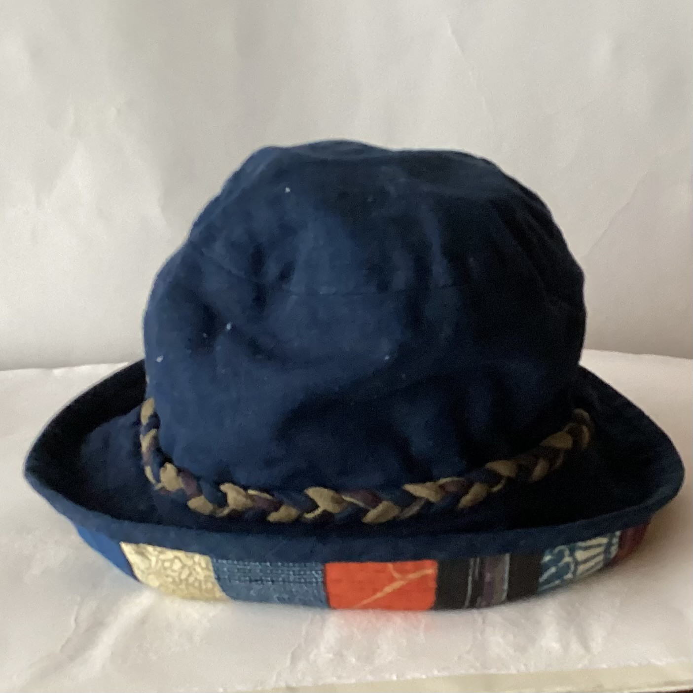 古布パッチワークの帽子　④