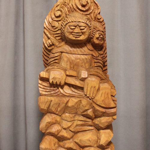仏像 円空仏 木彫 両面宿儺（高さ：30cm 着色）【受注制作 納期