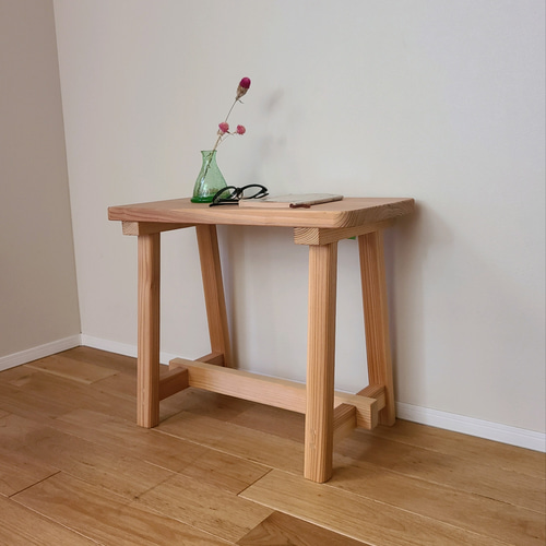 ナチュラルウッドミニテーブル　木製　作業台　スツール 　花台　作業台 7926febd34dd41ba4d23416917f3d5