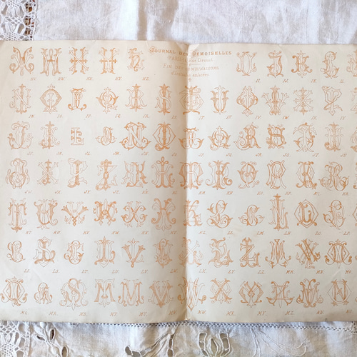 フランスアンティークイニシャル刺繍図案 H.V.からZ.Z. 編み図 フランスアンティークイニシャル刺繍図案 H.V.からZ.Z. 編み図
