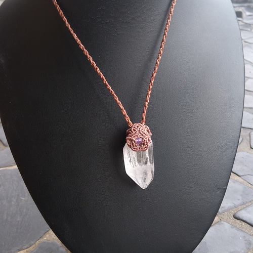 ガネッシュヒマール産】ヒマラヤ水晶の天然石マクラメペンダント[PEN