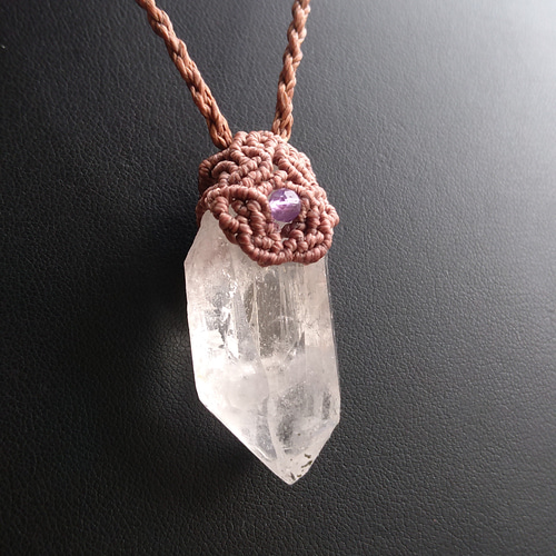 ガネッシュヒマール産】ヒマラヤ水晶の天然石マクラメペンダント[PEN