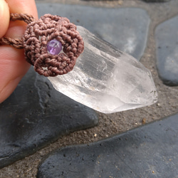 ガネッシュヒマール産】ヒマラヤ水晶の天然石マクラメペンダント[PEN