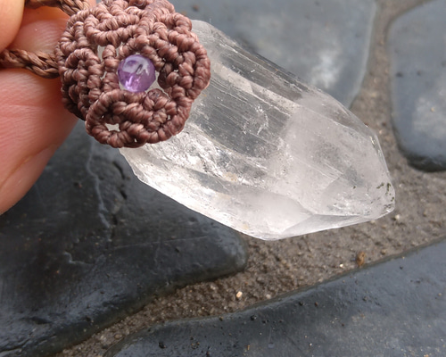 ガネッシュヒマール産】ヒマラヤ水晶の天然石マクラメペンダント[PEN