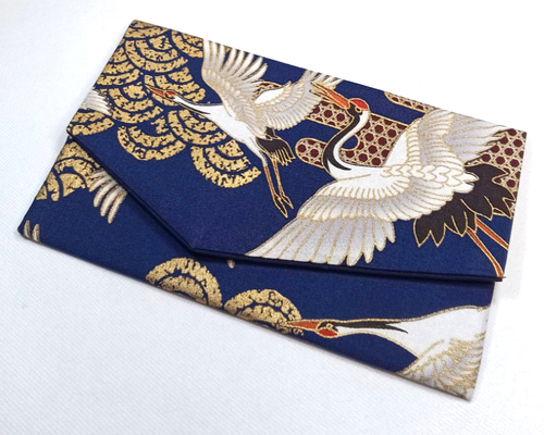 【新品】帛紗　刺繍アート 船と鶴のデザイン 慶弔両用袱紗◇鶴と青海波3色から選択可能 ご祝儀袋・袱紗（ふくさ