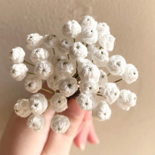 かすみ草の髪飾り かぎ針編み 5本セット 【送料無料】 その他ヘア