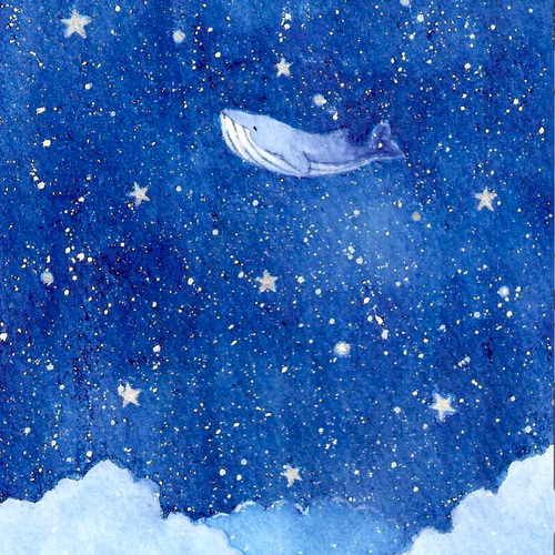 夜空に願うクジラ 絵画 kuro 通販|Creema(クリーマ) 18733079 夜空に願うクジラ 絵画 kuro 通販|Creema(クリーマ) 18733079
