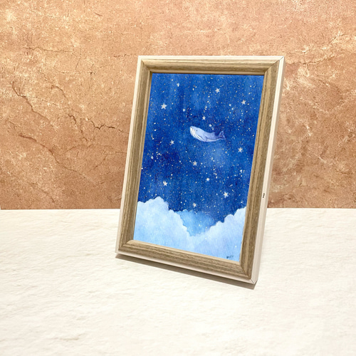 水彩原画】夜空と海とザトウクジラ 210×295mm - mf-artworks - BOOTH