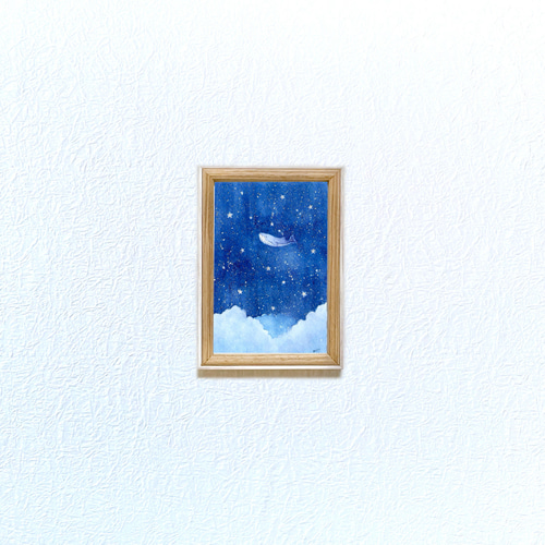 あつ&さま専用（原画）夜空のクジラ【水彩画】ほか　5点おまとめ 黒猫 星空 夜空 原画 クジラ 星 星座 キャンバス 美術品