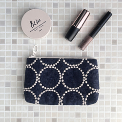 mina perhonen tambourine ポーチ ネイビー ミナペルホネン の刺繍生地