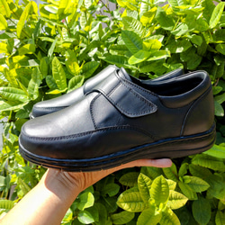 ◇本革◇スリッポン◇ベルクロ仕様◇男女兼用◇ラバー新厚底ソール◇22-29cm◇無料サイズ調整◇ブラック◇ 14枚目の画像