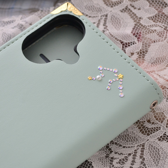 レア機種にも対応！手帳型スマホケース『うさぎとミントグリーンの庭 』milky white flowers全機種注文可◎ 12枚目の画像