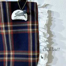 たっぷりフリルの乙女なトートバッグ【チェック&ウサギ】 8枚目の画像