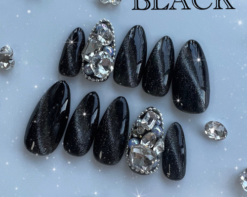 ブラックマグネット パーツ埋め尽くし うるうるネイル マグネット