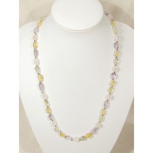 レモンクォーツとシトリンの天然石ネックレス 天然石 シルバー