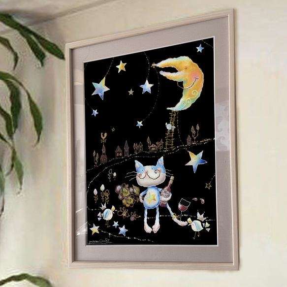 手彩色ジクレー 猫のエミリー・4（額装）＊Emilie☆FAIR 2025 ＊ 3枚目の画像
