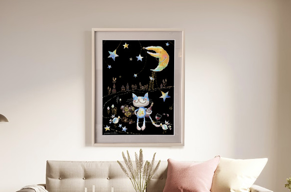 手彩色ジクレー 猫のエミリー・4（額装）＊Emilie☆FAIR 2025 ＊ 4枚目の画像