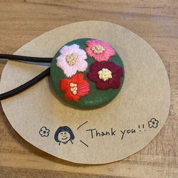 刺繍パッチンピン 2個セット お花 くまちゃん ぱっちんピン