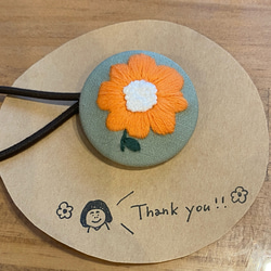 お花とくまさん♡5センチパッチンピン♡ネイビーチェック お花とくまさん♡5センチパッチンピン♡ネイビーチェック