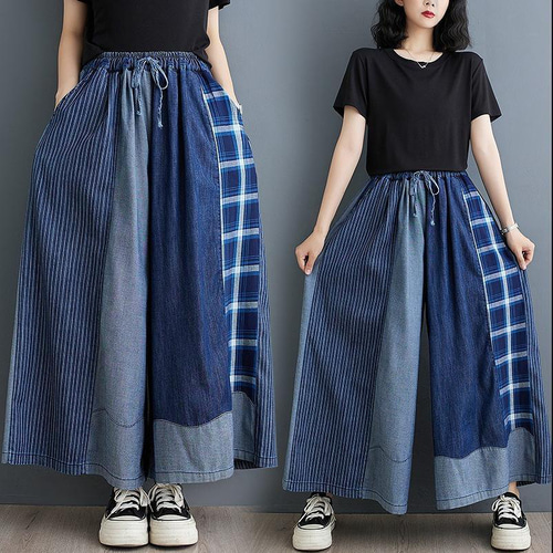 大きいサイズ レディース パンツ デニム ガウチョ 春夏 秋 新品