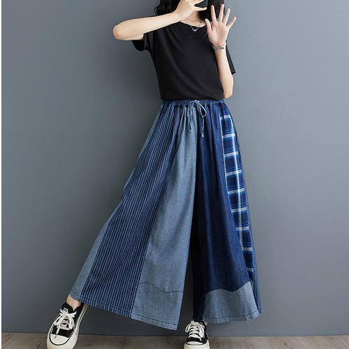 大きいサイズ レディース ガウチョ パンツ デニム 春夏 秋 新品