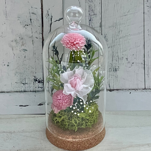 仏花 プリザーブドフラワー ガラスドーム アレンジメント 供花 仏壇用