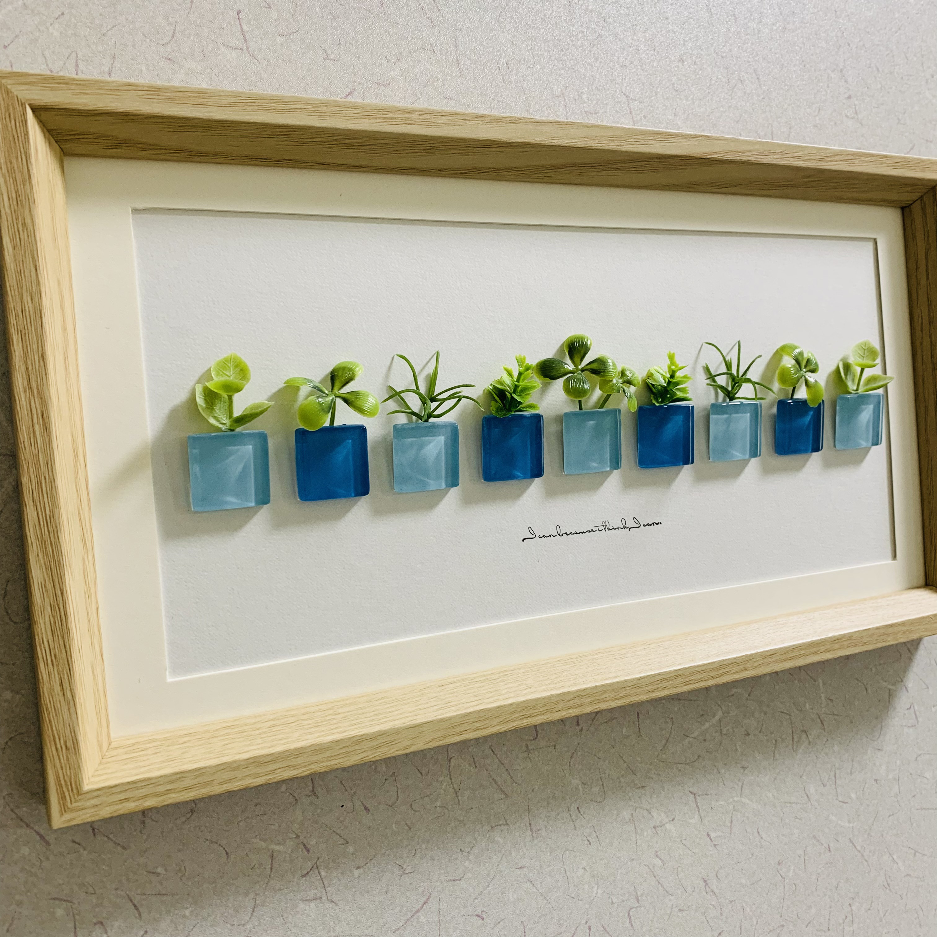 アートグリーン 枯れない観葉植物 30cm アートパネル ブルータイル