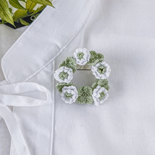 ブローチ 穴開けたくない マグネット 北欧 サークル 花 ブローチ ko