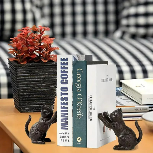 ブックエンド 黒猫 ヴィンテージ調 ネコ 猫 重い本に最適 ブラック