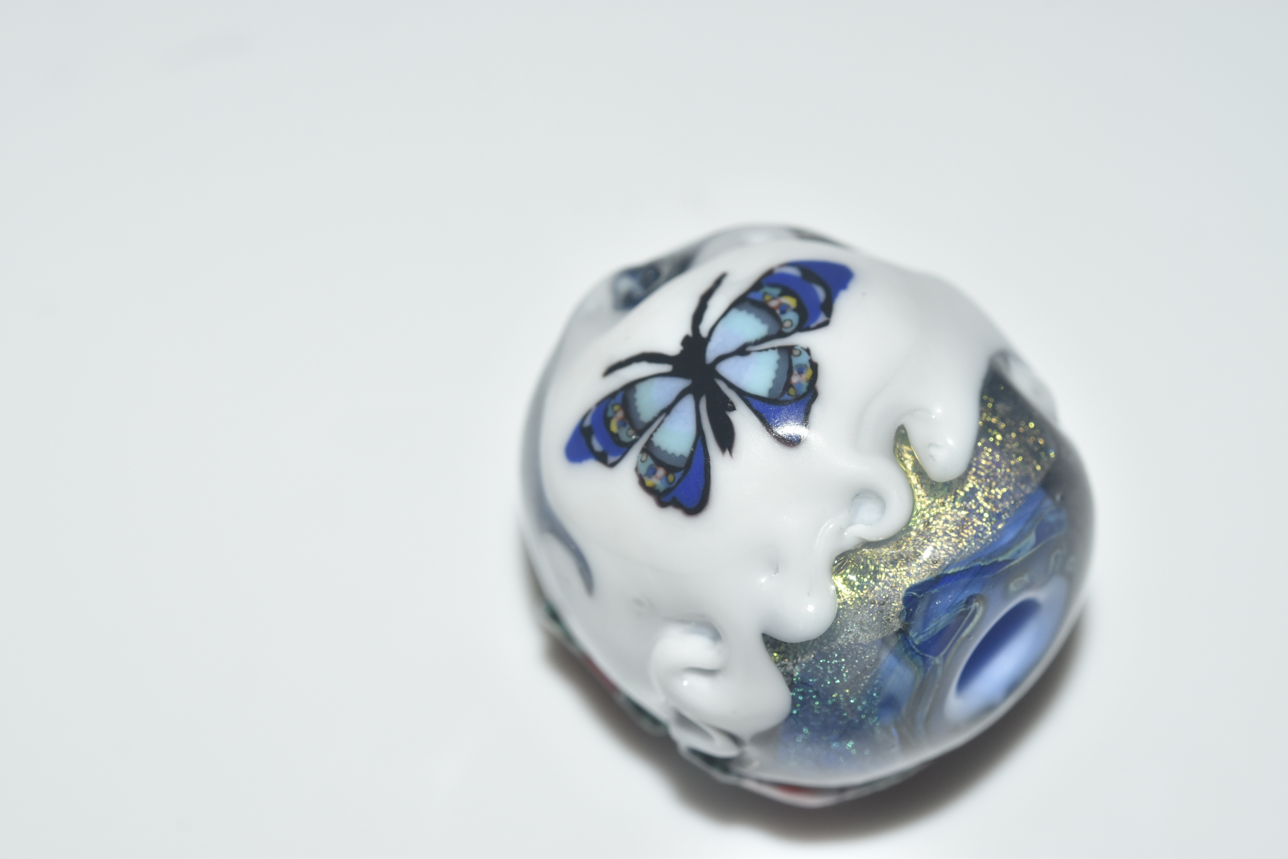 蝶　薔薇　クローバ　ぺンダントップ  michaoo71 (11806-499)ガラス工芸家創作 *ハンドメイド 一点物