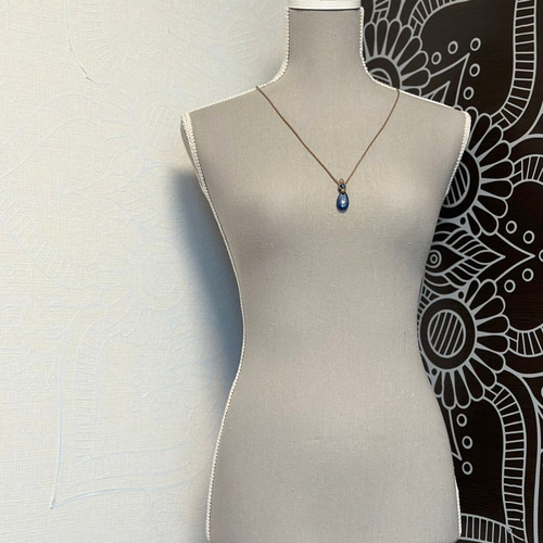 祈夜煌』ブルーカイヤナイトのマクラメペンダントネックレス