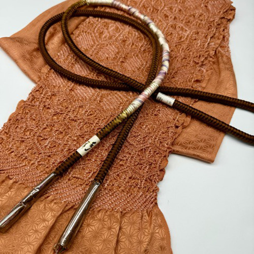 振袖】6428正絹中抜き絞り帯揚げ＆ハンドメイド重ね衿 帯締めセット