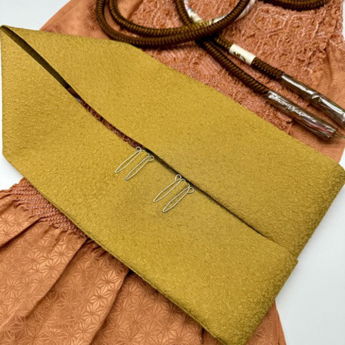 振袖】6428正絹中抜き絞り帯揚げ＆ハンドメイド重ね衿 帯締めセット