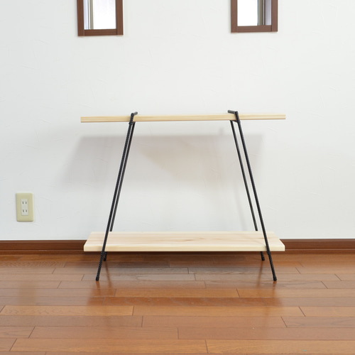 70㎝杉板2枚付き 2段アイアンラック 棚 テーブル 収納 シェルフ 植物