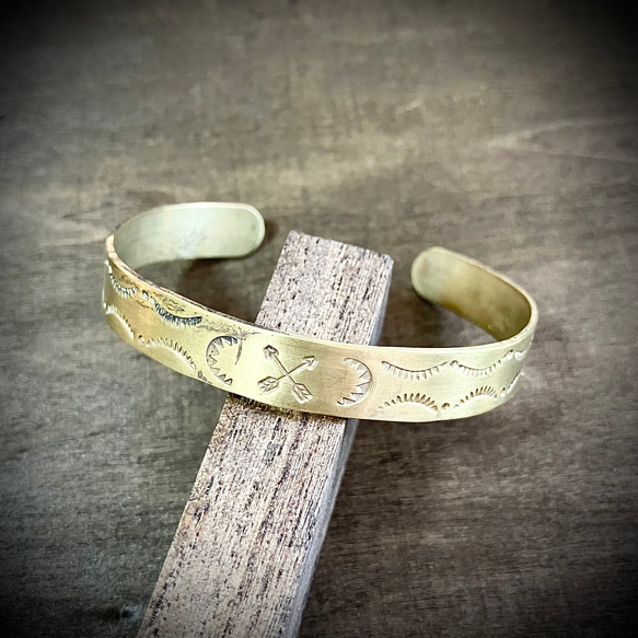 【即出荷】 ブラス brass 真鍮 バングル ブレスレット スタンプワーク アクセサリー