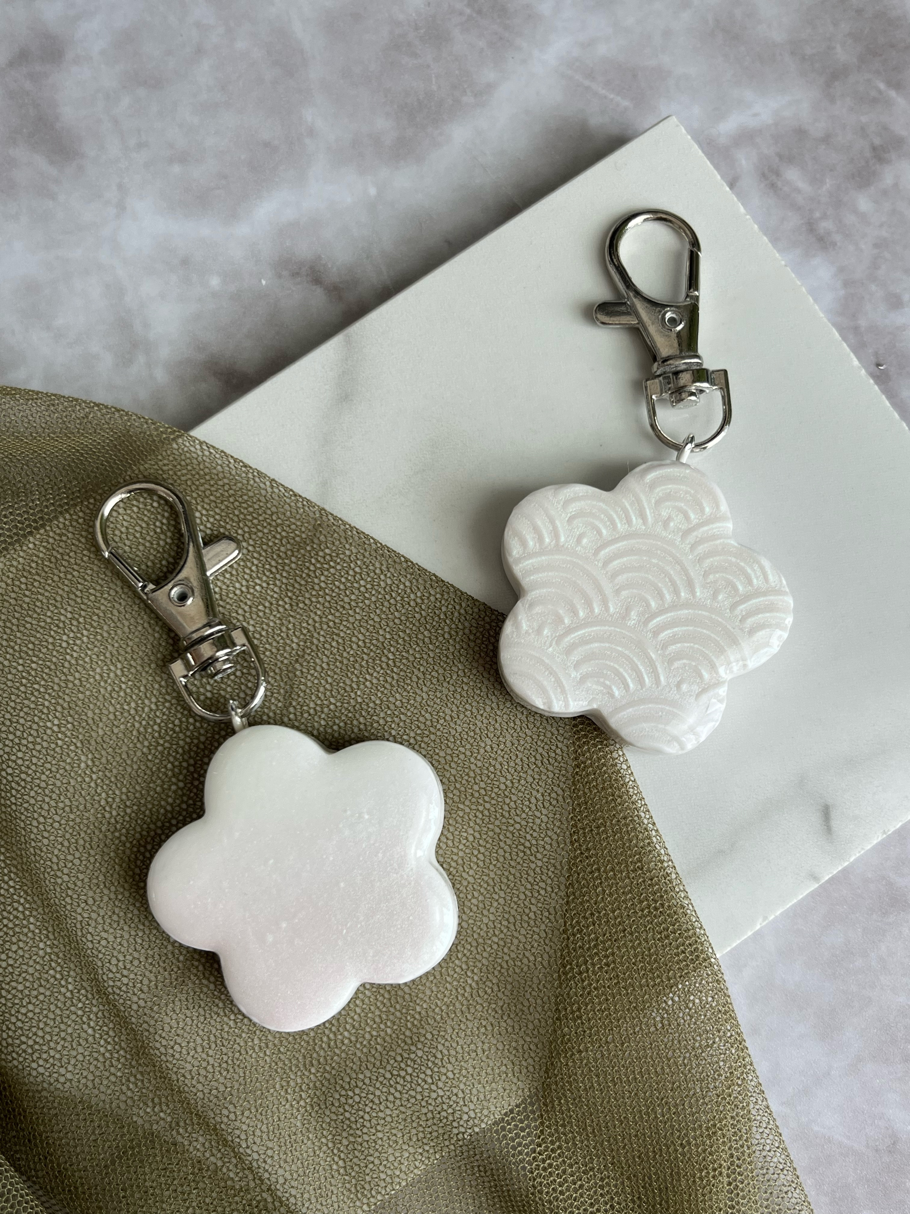 【ペットとお揃い】一粒花のイヤリング/ピアス & チャームセット【偏光・和柄】