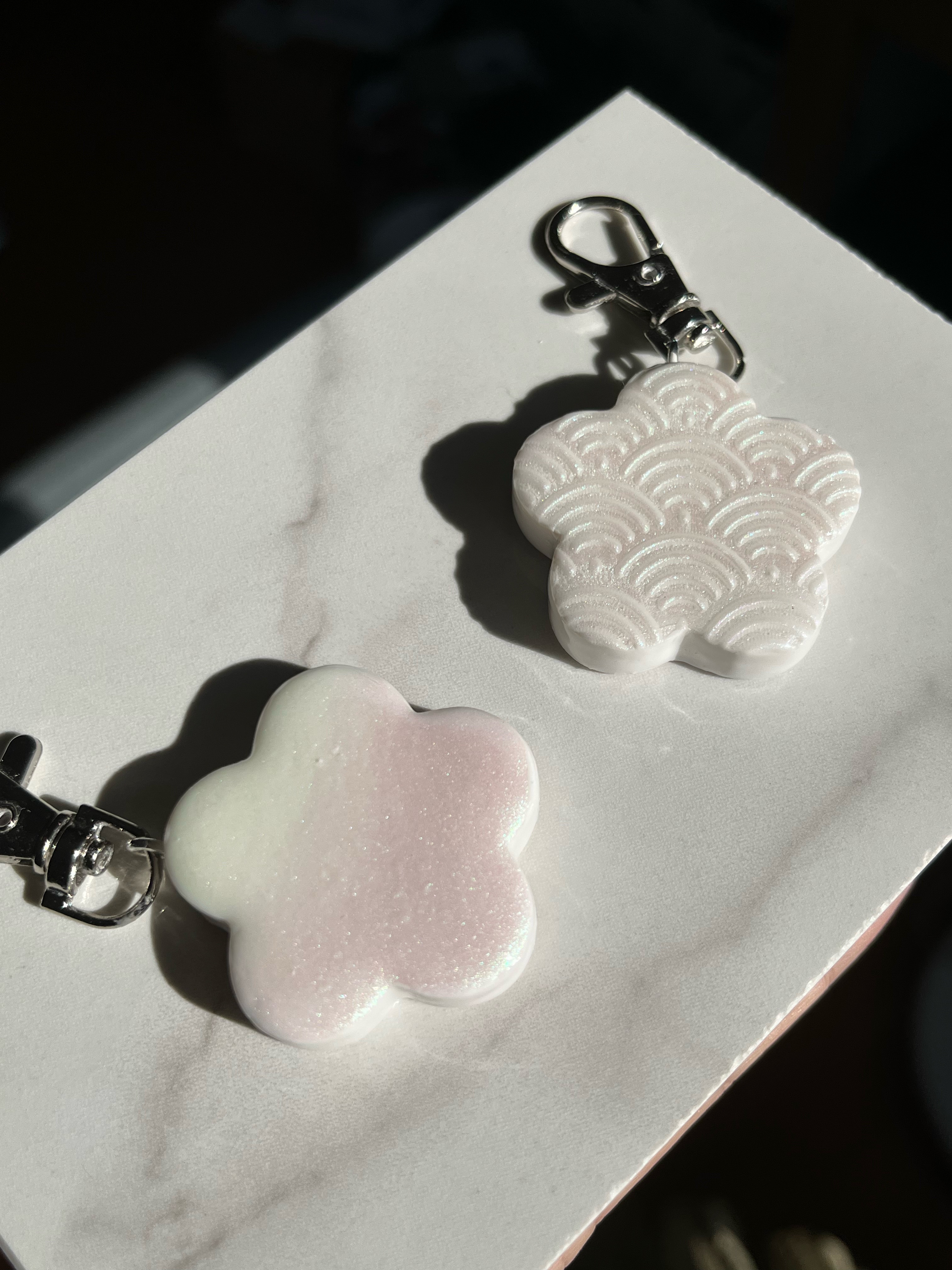 【ペットとお揃い】一粒花のイヤリング/ピアス & チャームセット【偏光・和柄】