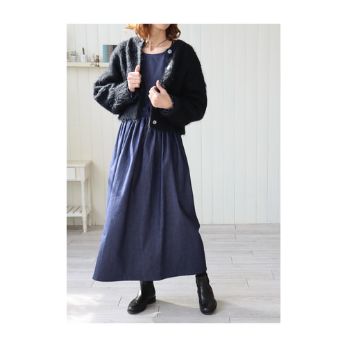 岡山県児島デニムで魅せる、ギャザースカート／8オンスソフトデニム