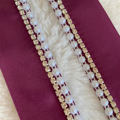 和衣 《Z-306》重ね襟 パープルダブルサテンリボンxパールxクリスタル