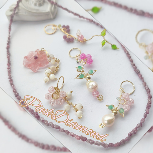 K18ピンクビーズネックレス 約45cm 天然石　ネックレス多色k18 PINK TOURMALINE NECKLACE(2ZN2458)K18 ネックレス｜スター