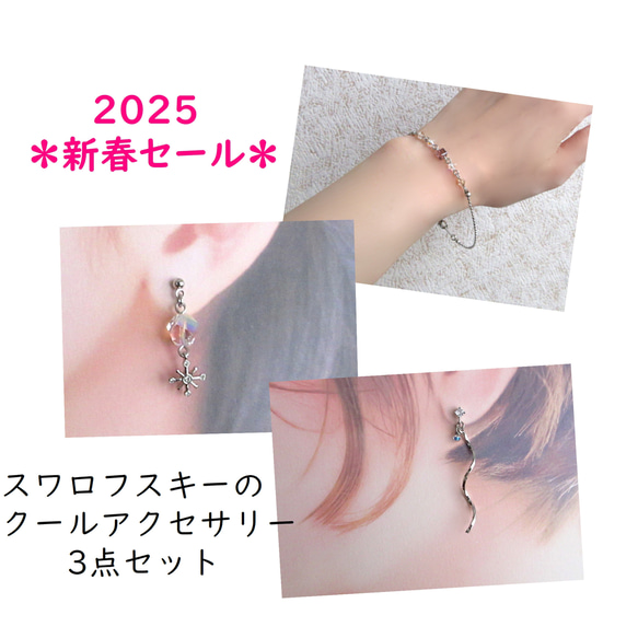 ＊2025 新春セール＊ スワロフスキーのクールアクセサリー3点セット 1枚目の画像