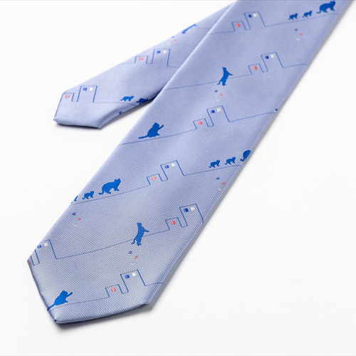 シルクネクタイ ネコ柄 ブルー ギフト ネーム刺繍 INOKUCHI1567