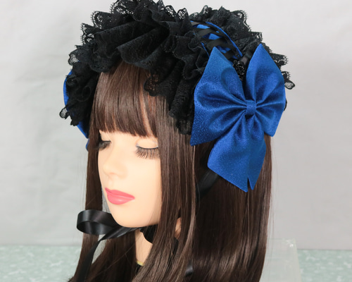 瑠璃×編上 ブラック ヘッドドレス ロリータ 和ロリ ヘッドドレス