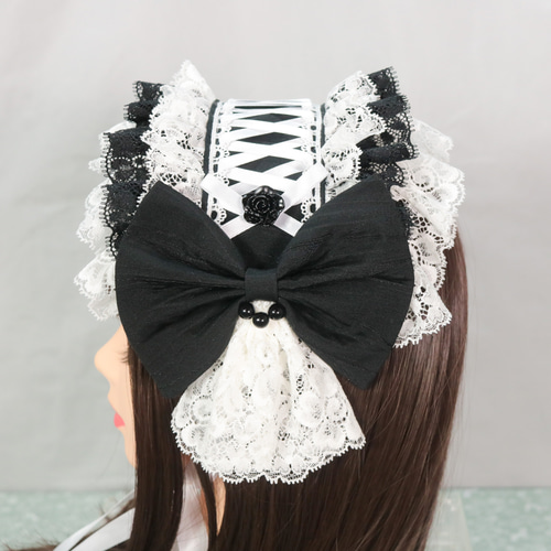 黒凛×ホワイト ヘッドドレス ロリータ ヘッドドレス