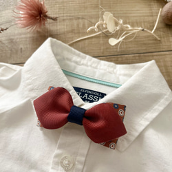 《新作》キッズ用蝶ネクタイ　ポリドット　レンガ 3枚目の画像