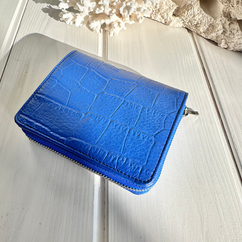 VALENTINO ロイヤルブルー　二つ折り財布 Valentino ホースレザー 長財布 二つ折り財布 メンズ 馬革 5色 レザー